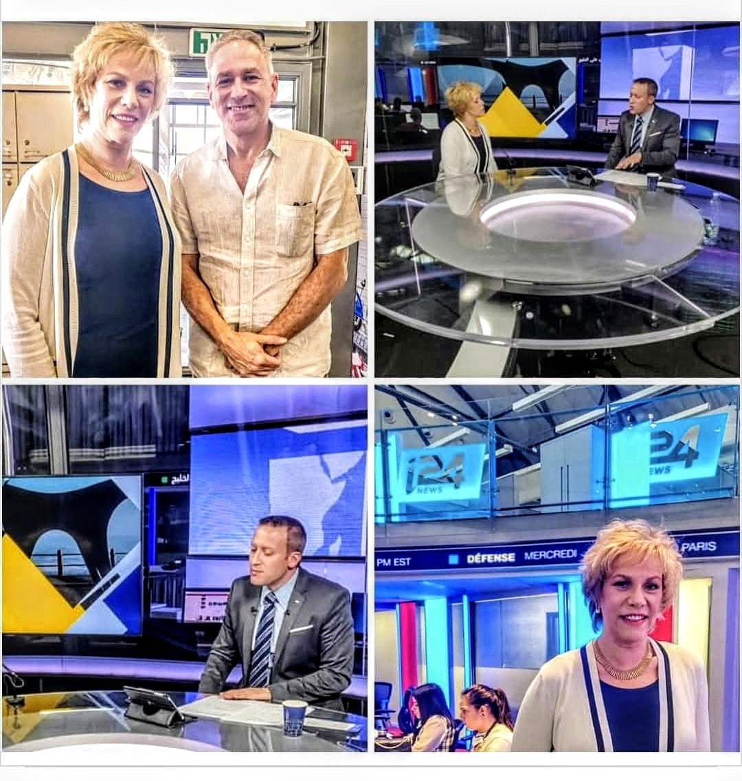 Risa interviewed in the i24 News studio