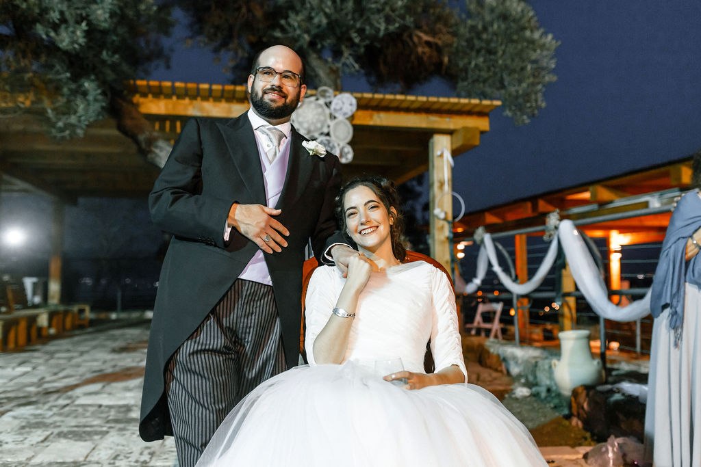 Bride and groom celebrating their wedding
